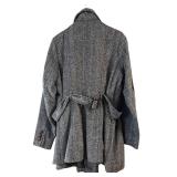 I.B. Diffusion Grey Herringbone Wool Belted Coat Size 1X