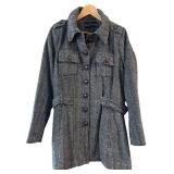I.B. Diffusion Grey Herringbone Wool Belted Coat Size 1X