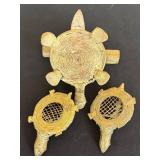 K - Vintage Brass Turtle Figurines