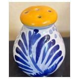 K - Mexican Hand-Painted Ceramic Tray, Salt Shaker & Shot Glasses