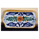 K - Mexican Hand-Painted Ceramic Tray, Salt Shaker & Shot Glasses