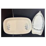 LR -Vintage Blue Bamboo Melamine Dinnerware Bamboo Pattern Set - Platters, Bowls & Dishes