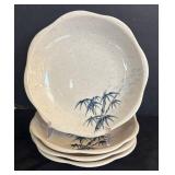 LR -Vintage Blue Bamboo Melamine Dinnerware Bamboo Pattern Set - Platters, Bowls & Dishes