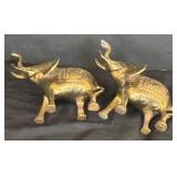 K - Vintage Brass Elephant Pair