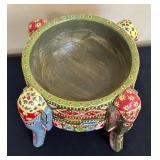 LR - Depression Glass Platter with Elephant-Leg Stand - Platter, Trinket Box, Wooden Whale Sculpture and More