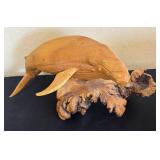 LR - Depression Glass Platter with Elephant-Leg Stand - Platter, Trinket Box, Wooden Whale Sculpture and More