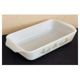 LR - Vintage Glasbake Vintage Bakeware Set - 3-Piece White Glass with Green Floral Border