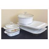 LR - CorningWare & Pyrex Glass Bakeware Lot - Floral Pattern Casseroles & Cake Pans and More
