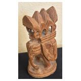 BR - Carved Wood Shrine With Deity, Vintage Trinket Box, Red Resin Figurines and More