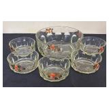 Glass Bowls Collection - Clear Pressed Glass with Floral Motifs