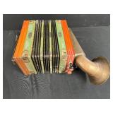 Vintage M. Hohner Accordion with Brass Horn and Steel Bronze Reeds