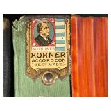 Vintage M. Hohner Accordion with Brass Horn and Steel Bronze Reeds