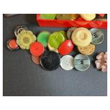 Boxed Collection of Vintage Assorted Buttons with Decorative Tin