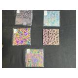 Fused Signed Art Glass Set with Cat and Mouse Plate, Iridescent Square Tray, and Dichroic Glass Tiles