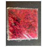 Fused Signed Art Glass Set with Cat and Mouse Plate, Iridescent Square Tray, and Dichroic Glass Tiles