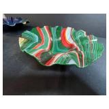 Set of 4 Signed K Art Glass Bowls Iridescent and Swirled Patterns