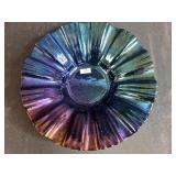 Set of 4 Signed K Art Glass Bowls Iridescent and Swirled Patterns