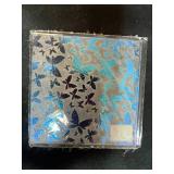 Set of 2 Decorative Fluted Glass Bowls and 7 Holographic Glass Coasters