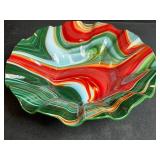 Set of 2 Decorative Fluted Glass Bowls and 7 Holographic Glass Coasters