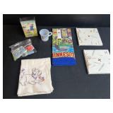 Vintage Souvenir Assortment with Minnesota Tea Towel, Minnesota Cup, Art Box, and Wine Stoppers
