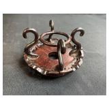 Collection of Vintage Table Clocks, Open Pan Oil Lamps, Glass Mixer, and Carved Wooden Stand