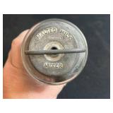 Collection of Vintage Table Clocks, Open Pan Oil Lamps, Glass Mixer, and Carved Wooden Stand