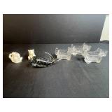 Collection of 6 Animal Figurines - Lenox Elephant, Swan, Glass Whale, and 3 Scottie Dogs