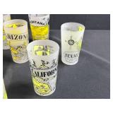 Set of 13 Vintage State Souvenir Frosted Drinking Glasses