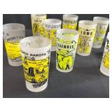 Set of 13 Vintage State Souvenir Frosted Drinking Glasses