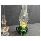 Collection of 8 Vintage Miniature Oil Lamps Assorted Glass Designs