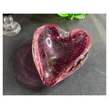 Art Glass Collection with Fostoria Goblet, Pink-Green Vase, and Heart Paperweight