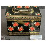 Vintage Decorative Tin Box with Comb and Brass Lipstick Tube