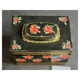 Vintage Decorative Tin Box with Comb and Brass Lipstick Tube