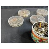 Mixed Collection of Vintage and Assorted Key Blanks and Key Parts in Tins