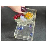 Haeger Green Double-Handled Vintage Vase and Glass Fruit Trinket Set