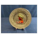 Set of 2 Embossed Metal Decorative Plates with Lady Portraits