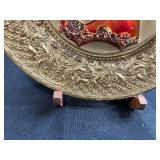 Set of 2 Embossed Metal Decorative Plates with Lady Portraits