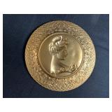 Set of 2 Embossed Metal Decorative Plates with Lady Portraits