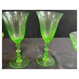 Set of 4 Vintage Vaseline Glass Stemware, Uranium Green Glow