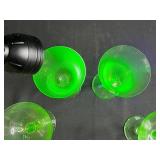 Set of 4 Vintage Vaseline Glass Stemware, Uranium Green Glow