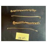 Collection of 4 14K GS Gold Tone Chain Link and Snake Chain Bracelets