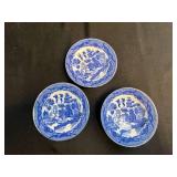 Vintage Blue Willow Japan Tea Cups, Saucers, and Shenango China Plates Collection