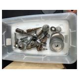 Lot of Assorted Grinder Wheels, Sharpening Stone, Hardware and Vinyl Bumpers