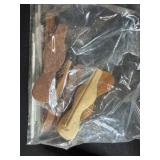 Box of Vintage Wooden Carved Figurines and Shapes Assortment