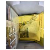 Crafting Supplies Lot with Plaid Fabric, Stencils, Playing Cards, and Scrapbooking Materials