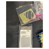 Crafting Supplies Lot with Plaid Fabric, Stencils, Playing Cards, and Scrapbooking Materials