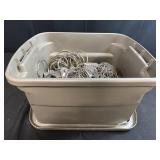 Large Tote of Motel Keychains, Tag Chains, and Novelty Keyrings