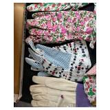 Collection of Floral and Patterned Cotton Garden Gloves with Gift Sacks, Coasters, and Nautical Booklet