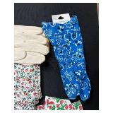 Collection of Floral and Patterned Cotton Garden Gloves with Gift Sacks, Coasters, and Nautical Booklet