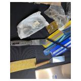 Mixed Lot of Hand Tools, Metal Stock, Blades, and Parts